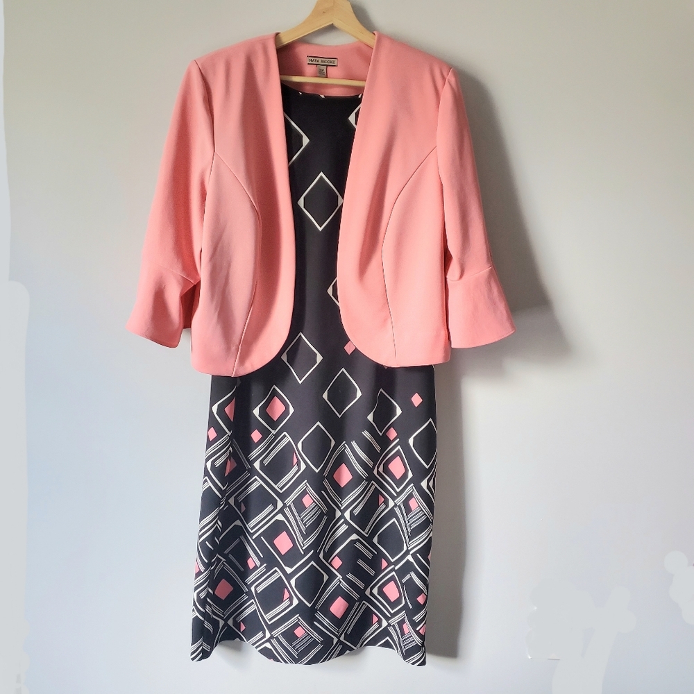 MAYA BROOKE Women's 2 Piece Dress & Jacket 16W Easter Brunch Office Wedding